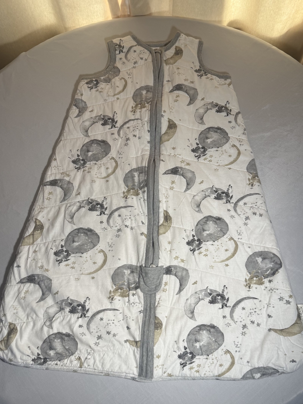 Sleeveless Moon & Stars Sleep Sack in Gray and Cream